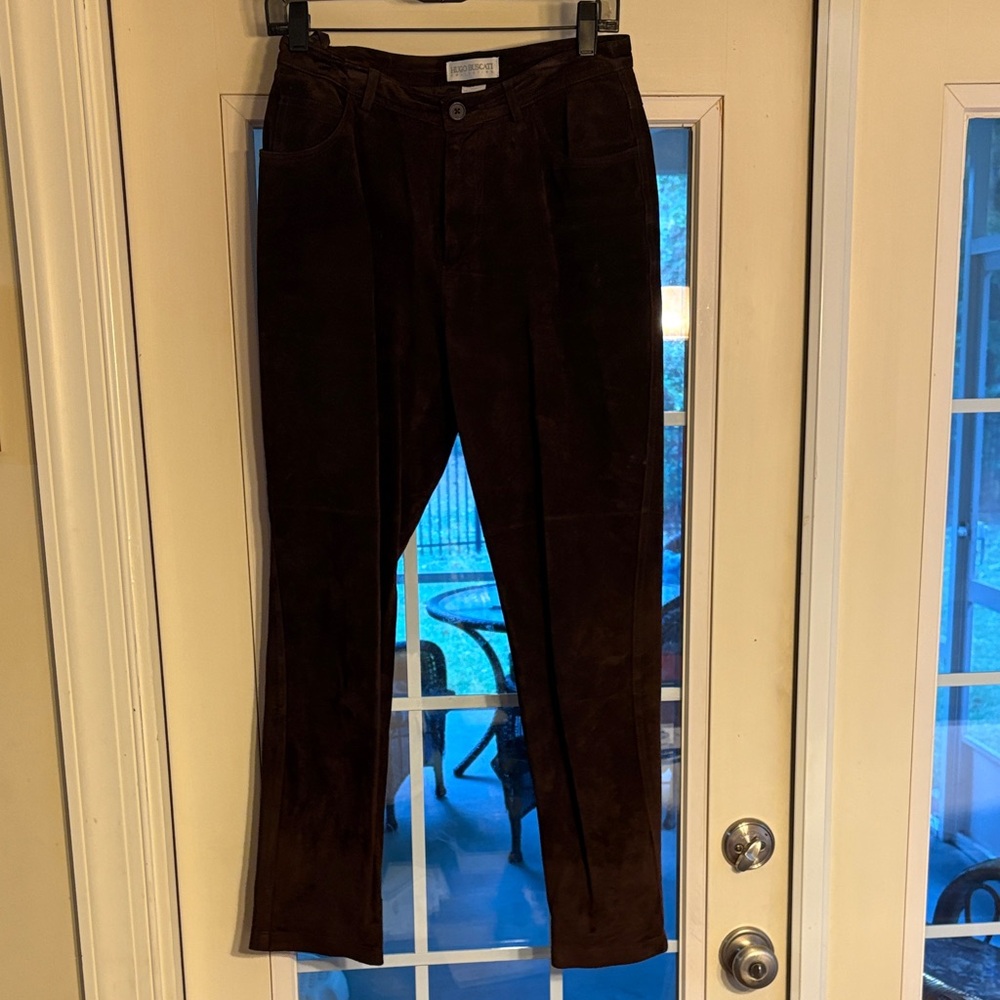 Vintage Hugo Buscati Dark Brown Suede Leather Pants